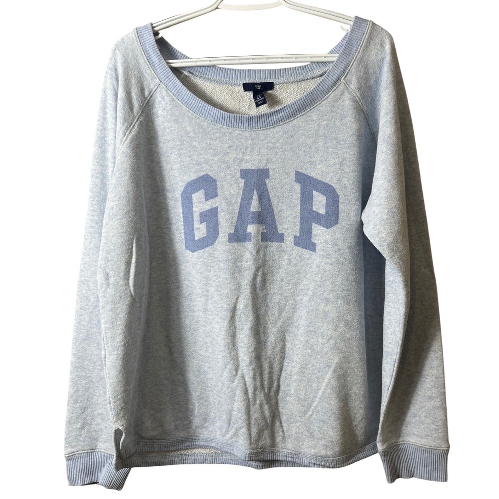 Gap Blue Heather Logo Sweatshirt XL Women Y2K Soft Girl Aesthetic Loungewear Top